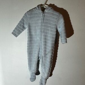 Baby Boy Plush Hooded Footed Sleeper – Size 6–9 Months